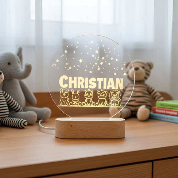 Personalized Baby Animals Night Light | Custom LED Lamp & Cute Nursery Decor - Picture 8 of 8